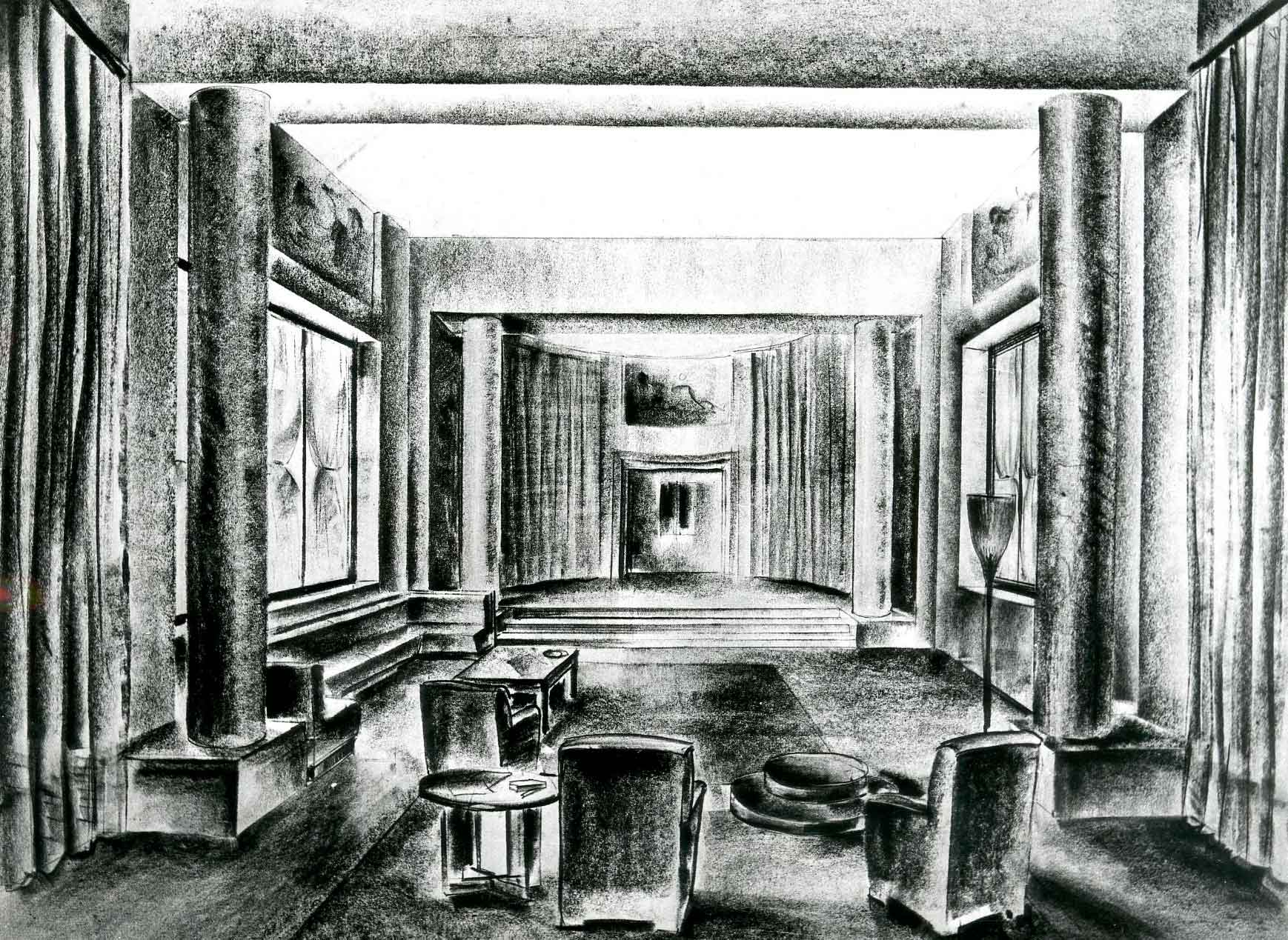 Progetto per una sala con palcoscenico
